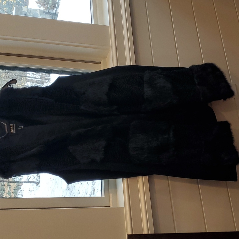 Dennis Basso Madison Avenue Pieced Faux Fur Vest Black -